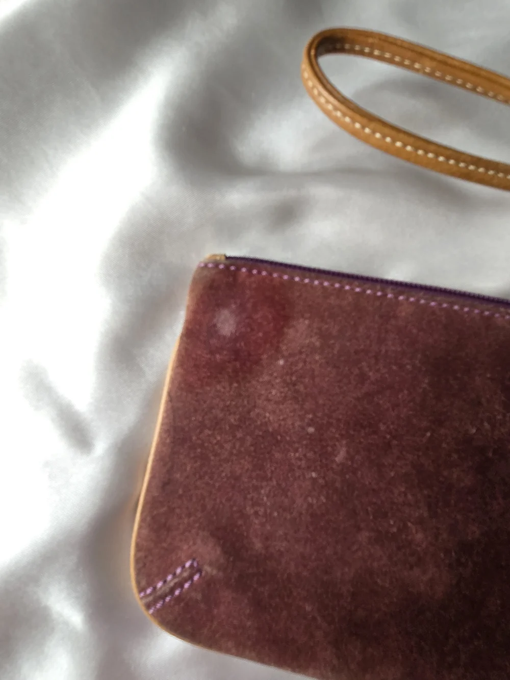 Coach Brown Suede Wristlet with Gold Hardware and Tan Strap - Picture 3 of 10